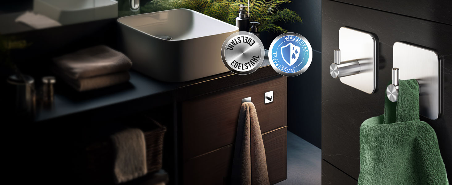 Набір гачків для рушників 4smile, 6 шт., сріблясті - без свердління, з нержавіючої сталі, для ванної кімнати