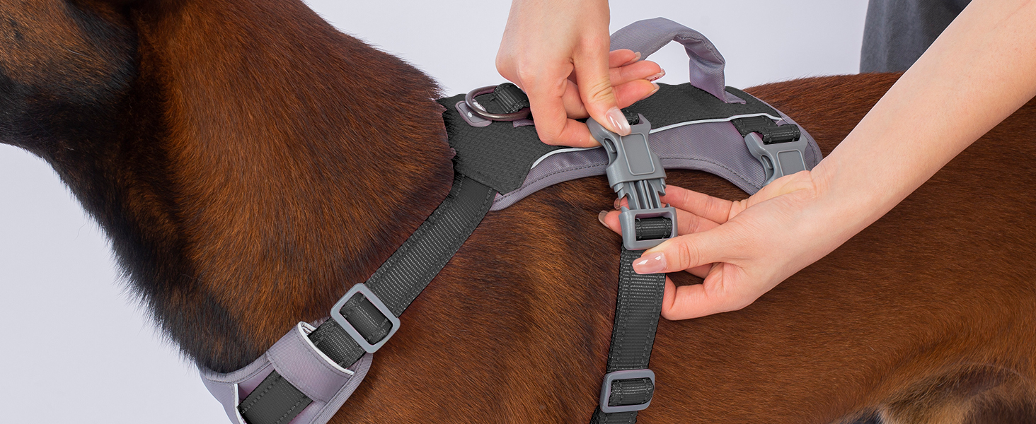 Шлейка для собак Huntboo безпечна від виривання, шлейка від паніки, світловідбиваюча шлейка з ручкою, регульована шлейка для собак маленьких, середніх та великих порід (M) Середня (1 шт.) (Extra груба (1 шт.), Чорна)