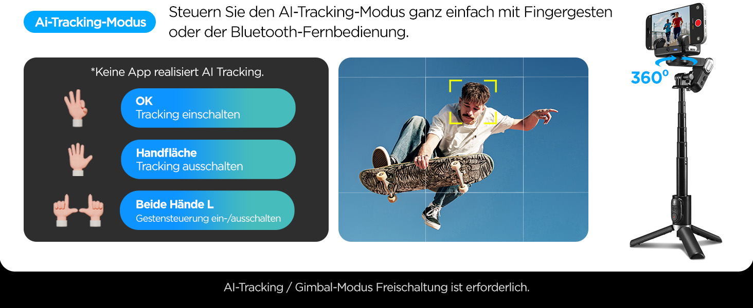 Стабілізатор Gimbal Spigen з розпізнаванням обличчя, селфі-стік, штатив, LED-підсвітка, вертикальне/горизонтальне обертання, сумісний зі смартфонами iPhone, Samsung та іншими
