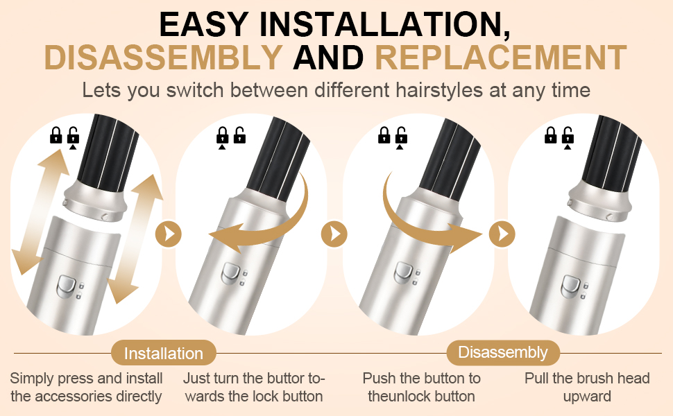 Набір для укладки волосся 6 в 1: локони, об'єм, випрямлення, сушка, чорний