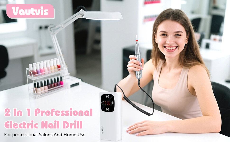 Електричний нагрівач для нігтів 2-в-1, професійний, 45000 об/хв, манікюрний набір, фрезер для гелю та акрилу