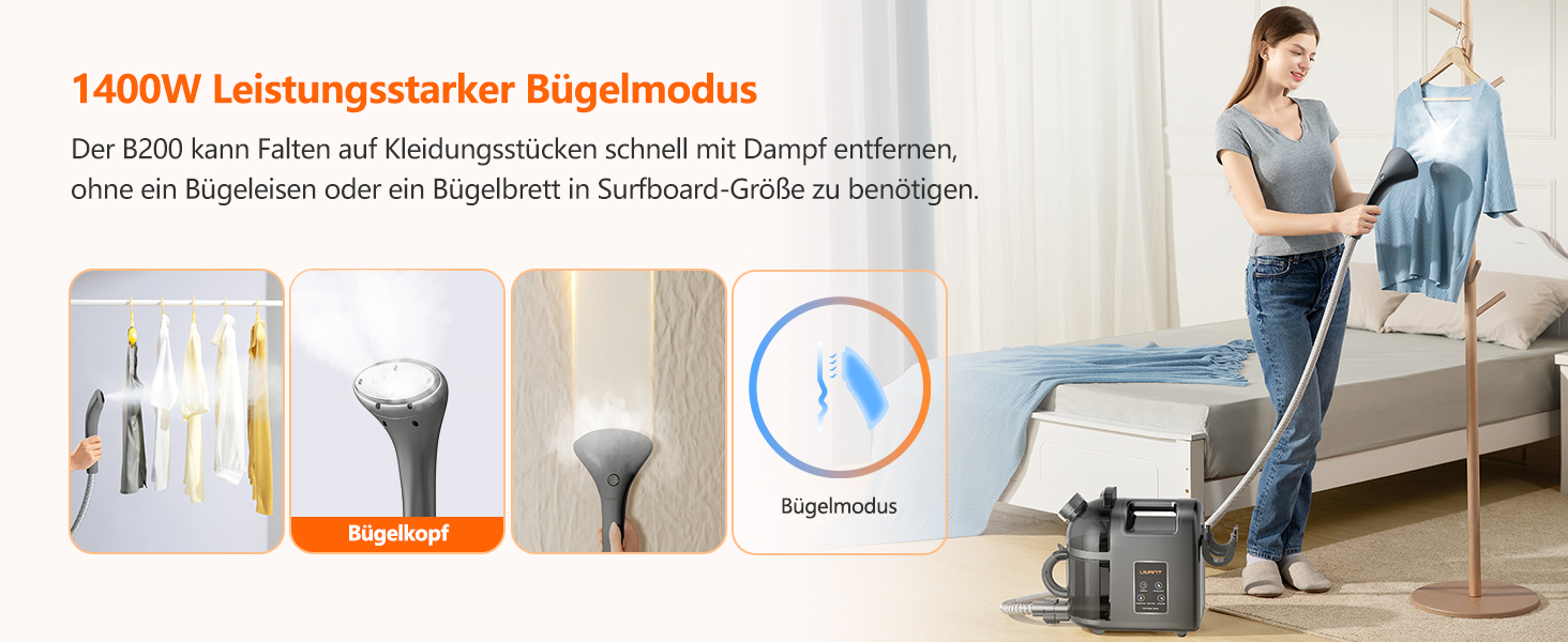 UWANT Теперішній пилосос для килимів, для диванів, килимів, м'яких меблів, мокрий/сухий пилосос з сильною потужністю всмоктування 12000Pa, 70dB (B200-сірий-з щіткою для прасування)