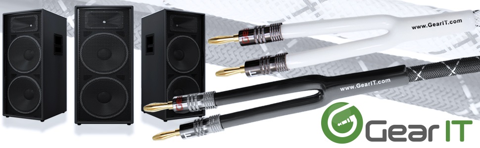 Акустичний кабель GEARit 12 AWG 10.7 м з банановими штекерами, OFC CL2 позолочені, плетений для Hi-Fi, домашнього кінотеатру, підсилювачів