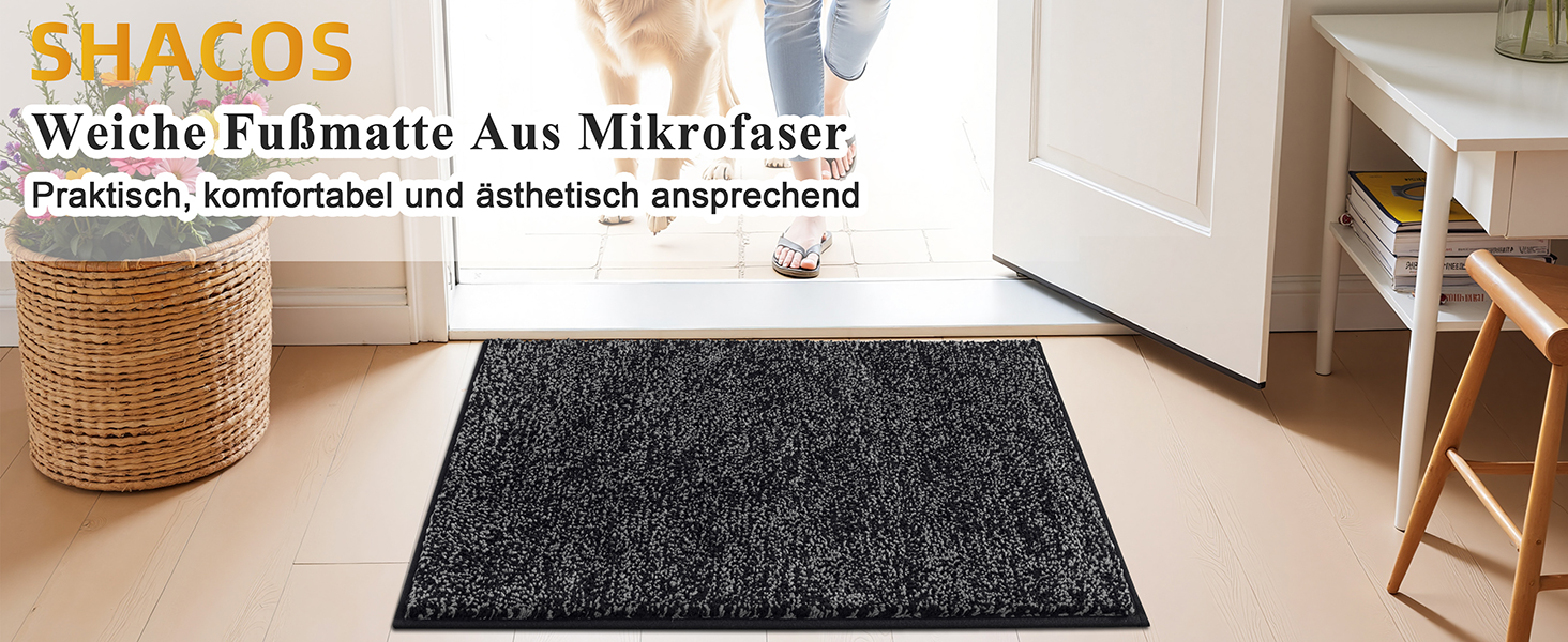 Килимок для дому та ванної кімнати SHACOS, 80 x 120 см, чорно-сірий, з антиковзаючою поверхнею