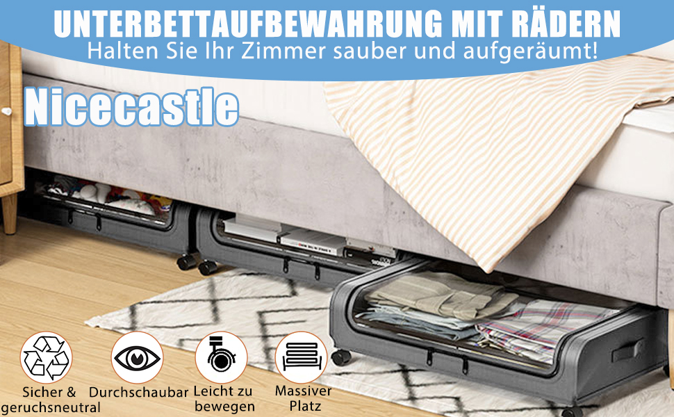 Коробка для зберігання під ліжком 2 шт. з кришкою, 48L, металевий каркас, органайзер для одягу, взуття, ковдр, постільної білизни, сірий колір