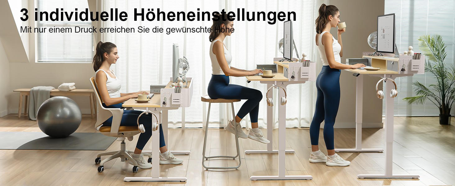 Electric Standing Desk with Drawers - 120x60cm Oak - Adjustable Height Desk for Home Office & DIY Pegboard