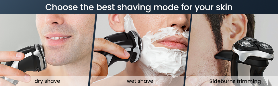 Електричний гоління для чоловіків SweetLF [2023 Neu] з 3D-головкою, LED-дисплеєм, 3 змінні насадки та зарядним пристроєм, IPX7 водонепроникний, чорно-сірий