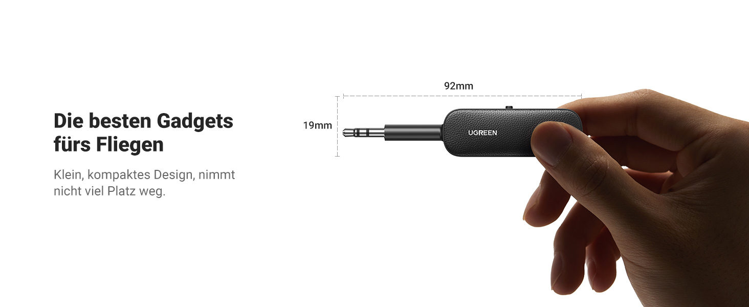 Bluetooth адаптер UGREEN 2-в-1 (передавач та приймач) для літака та аудіосистем, комплект 2 шт.