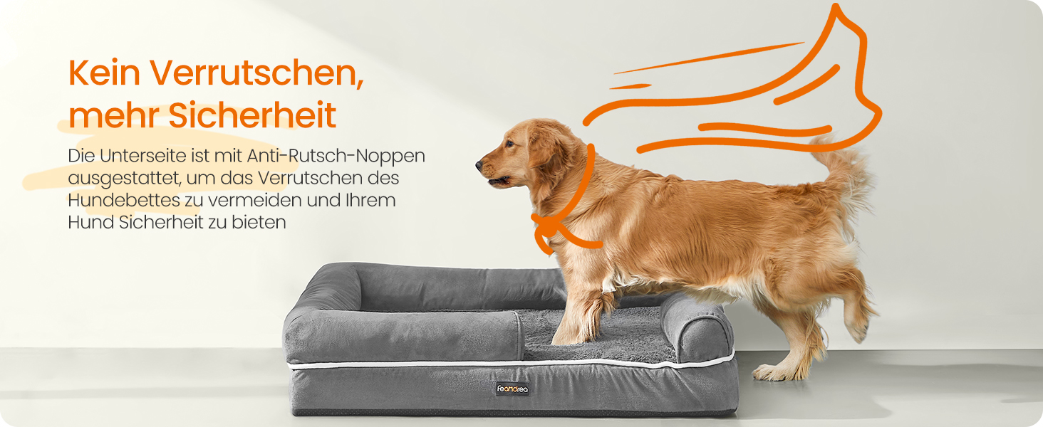 Ортопедичне ліжко для собак Feandrea, м'яке, з високими бортиками, 112x86x18 см, сірий колір, знімний чохол