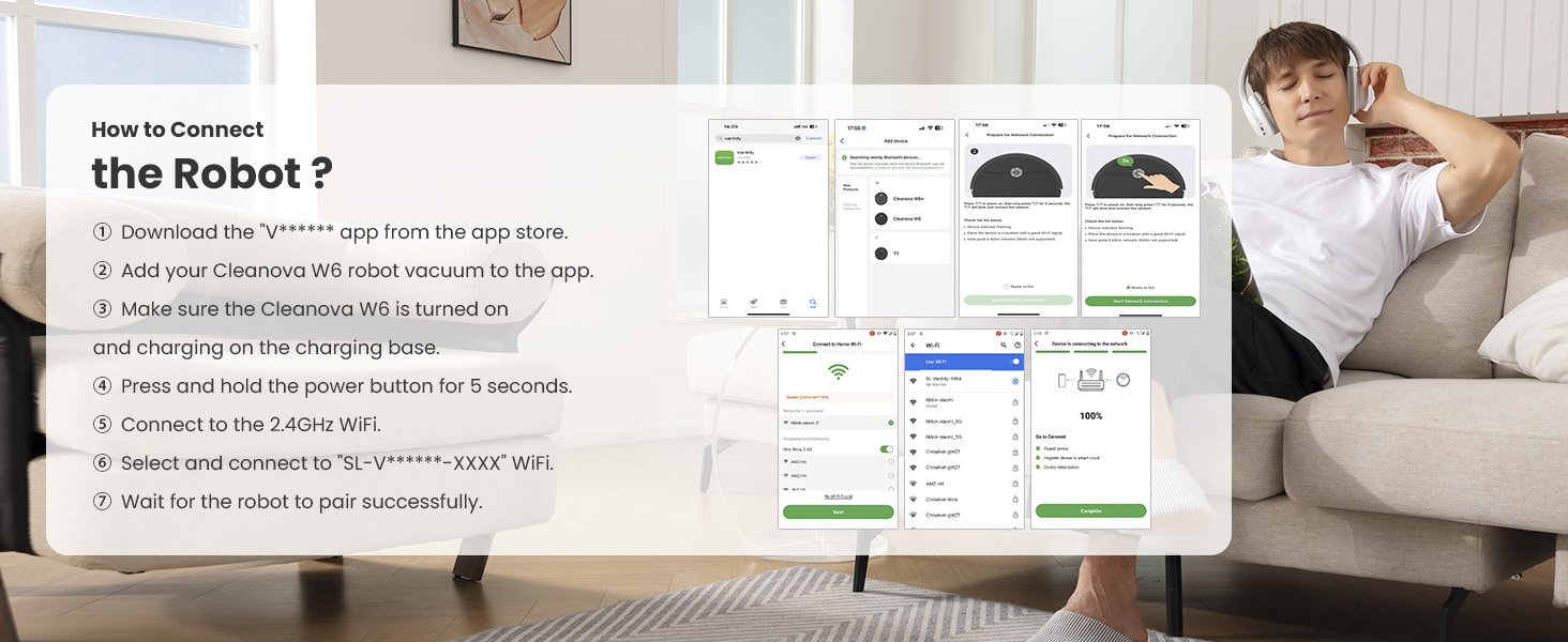 Робот-пилосос Vexilar W6 без функції миття з потужністю 2800Pa, часом роботи 140 хв, керуванням через додаток, голосовим керуванням та дистанційним керуванням. Ідеальний для шерсті тварин, килимів та твердих підлог. Безщітковий двигун.