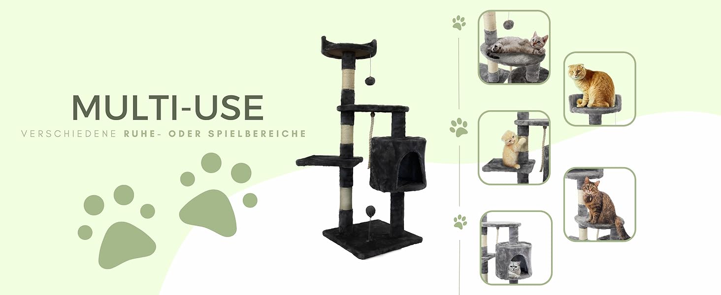 Драбина для котів Mobiclinic® Pets Silvestre, сіра, середнього розміру, з платформами та укриттям