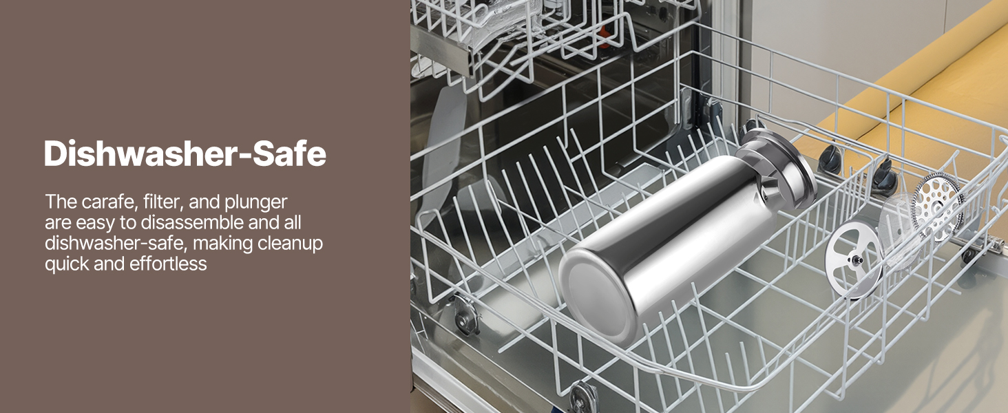 Френч-прес VEVOR 1,5 л з нержавіючої сталі - кавова преса, чайник з фільтром, для кемпінгу, подорожей, кухні, срібний