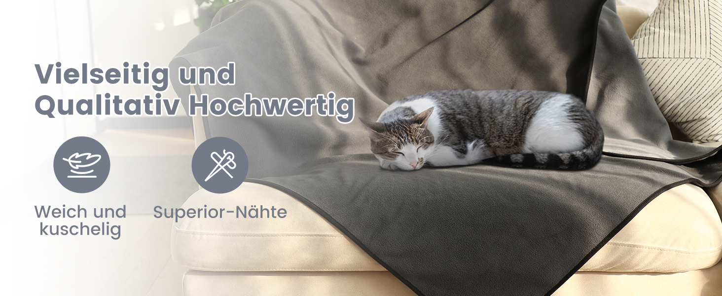 Водонепроникний килимок для собак Happy Hachi 150x127 см, фліс, для софи, машинного прання, автокрісла, меблів (сірий)