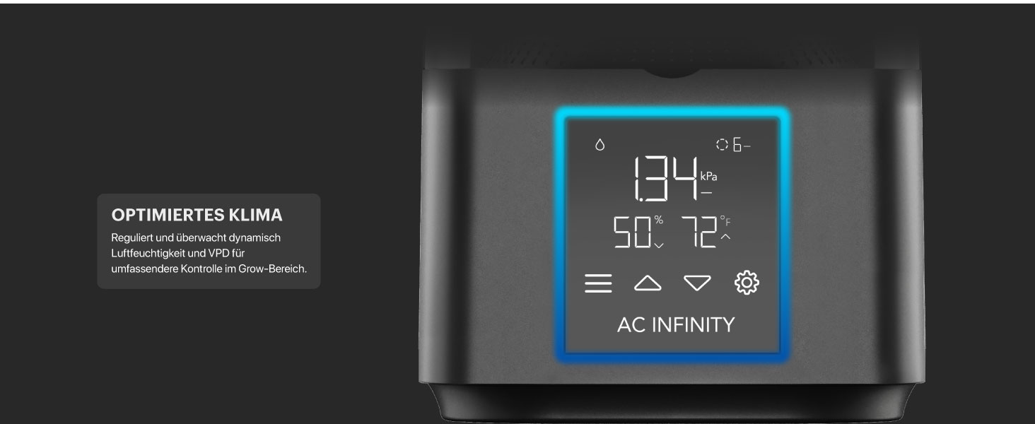 AC Infinity CLOUDFORGE T3 – Увлажнитель воздуха для растений 4.5 л с контролем VPD, 10-ступенчатый распылитель, удлиняемый шланг, защита от протечек, для гроубоксов