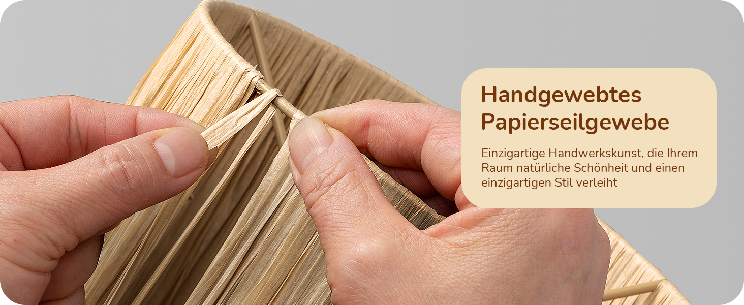 EDISHINE Настільна лампа з ручним плетінням, тепле світло 2700K, з дерев'яною підставкою, Boho стиль, для спальні, вітальні, готелю, з LED лампою E27 4W (рафія)