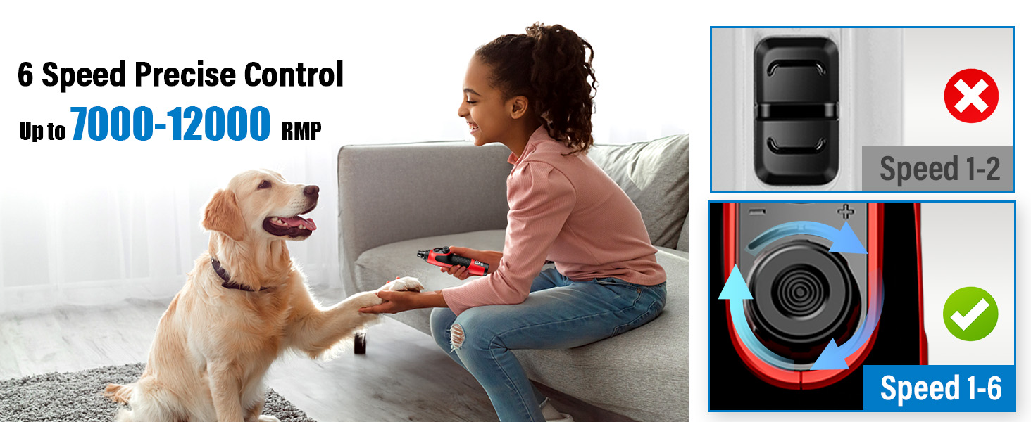 Шліфувальник кігтів для собак Casfuy Smarter Krallenschleifer 6-ступінчатий, з LED-підсвіткою, тихий, перезаряджається, для собак та котів великих, середніх та малих порід