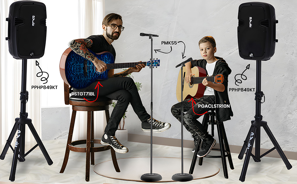 Акустична гітара Pyle для дітей та початківців, ½ розміру, комплект з чохлом, тюнером та медіатором, чорна