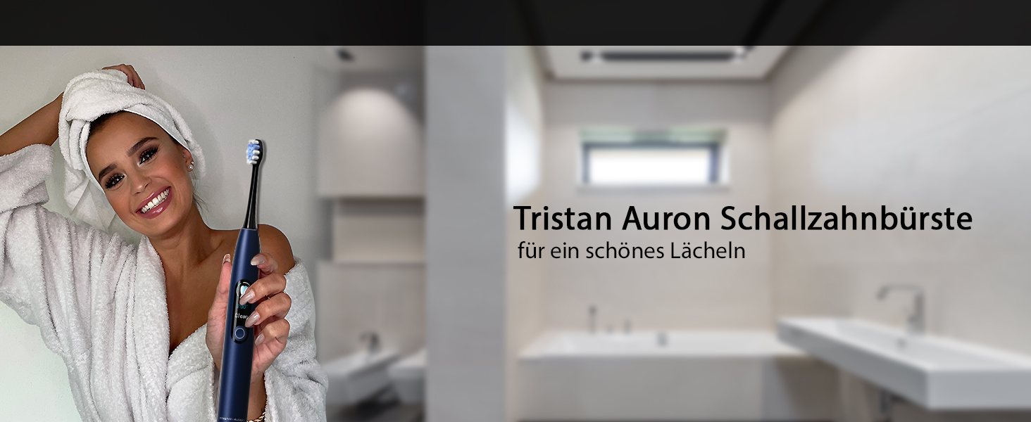 Електрична звукова зубна щітка Tristan Auron SmartOne (Блакитна) – 48000 вібрацій, 5 режимів, дисплей, USB-C, 6-8 тижнів роботи від акумулятора, IPX7 водонепроникність, 6 насадок з чохлом
