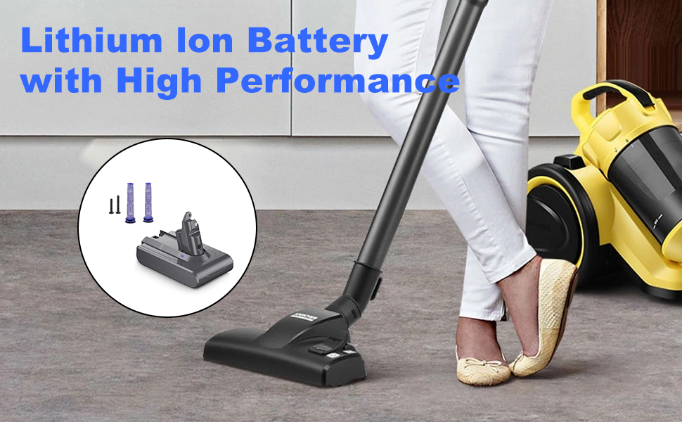 Замінний акумулятор 6800 mAh для пилососів Dyson V6 + 2 фільтри (DC62, DC58, DC59, DC61, DC72, DC74, SV03, SV05, SV06, SV07, SV09, V6 Absolute)