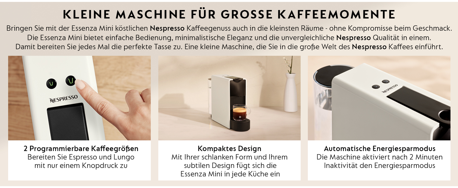 Кавомашина Nespresso Krups XN1101 Essenza Mini, біла, 1260W, 0.7л, клас енергоефективності A (без спінювача молока)