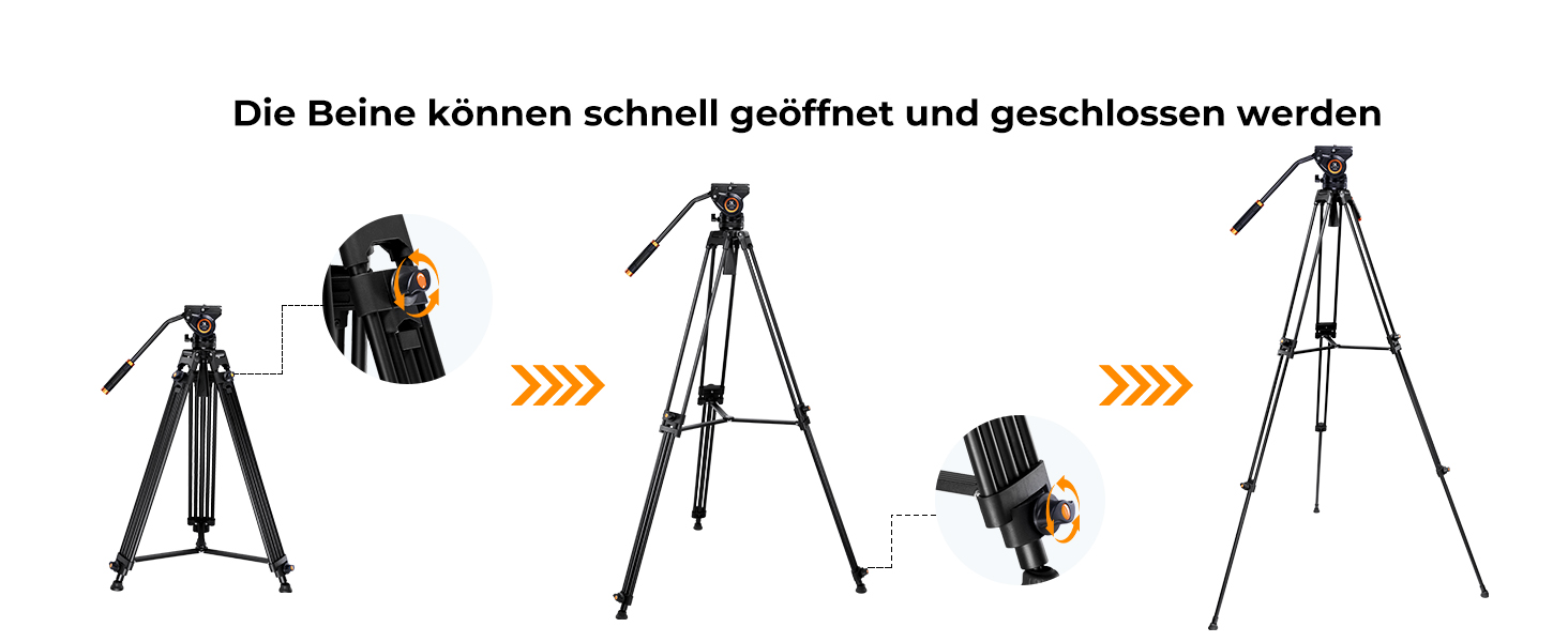 Штатив для камери K&F CONCEPT VA18+ VH081: професійний відеоштатив з поворотним кріпленням, 184 см, для DSLR та відеокамер