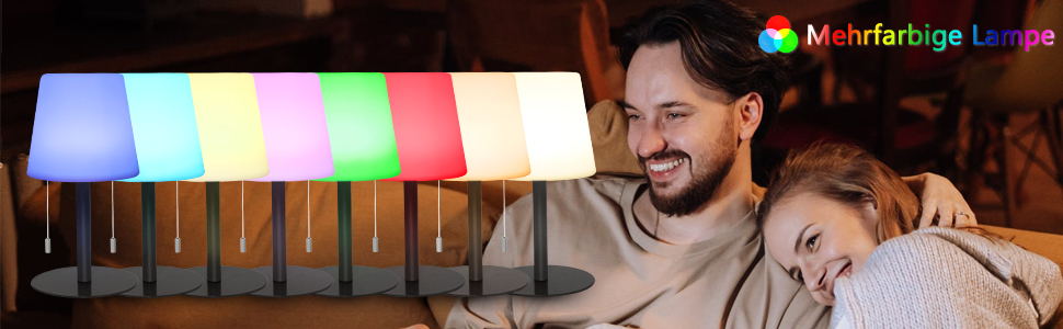 LED настільна лампа Uuffoo для дому та саду: акумуляторна, 7 кольорів, USB-C, для спальні, кухні, балкону, кемпінгу (чорна)