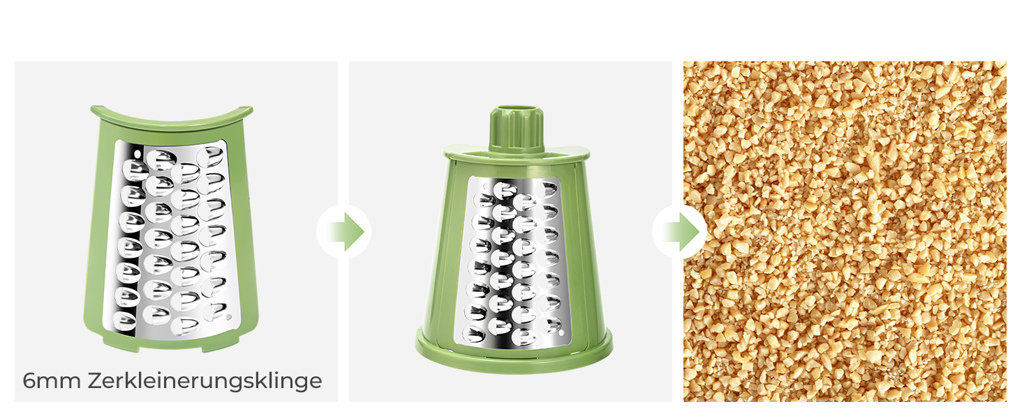 Тертка для сиру та овочів SUTEAS з ручкою - 5 насадок, потужний присосок, набір для нарізання овочів, ідеально підходить для сиру, огірків, моркви, горіхів, овочів, з коробкою для зберігання лез (Ретро-зелений)