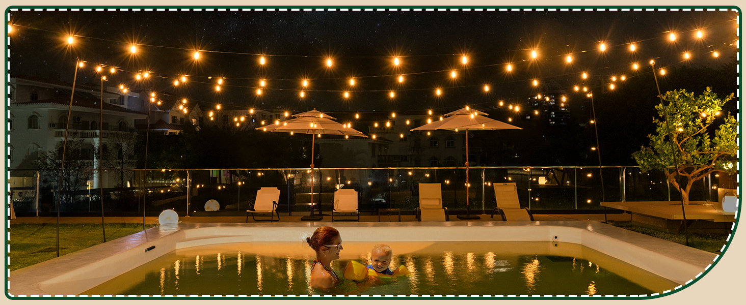 Ланцюжок вогнів Ollny для вулиці 5м, 13+1 ST38, LED, для саду, кемпінгу, вечірок