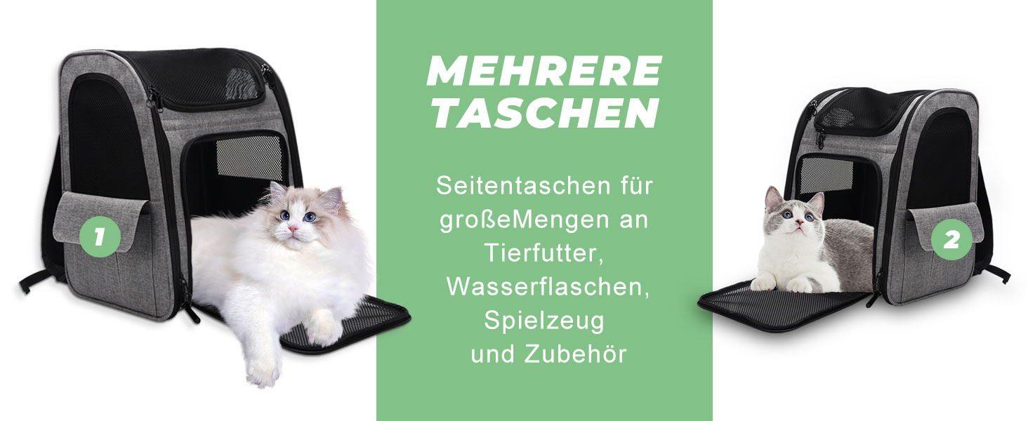 Транспортна переноска для котів та собак на колесах, 360° обертання, з кишенями, вантажний візок-рюкзак, портативна та дихаюча, для маленьких собак та середніх котів до 15 кг