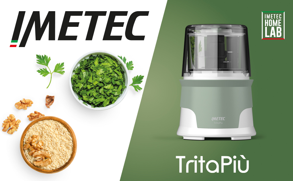 Подрібнювач продуктів Imetec Tritapiù з нержавіючими лезами, 600 мл, 1000 Вт, білий/зелений