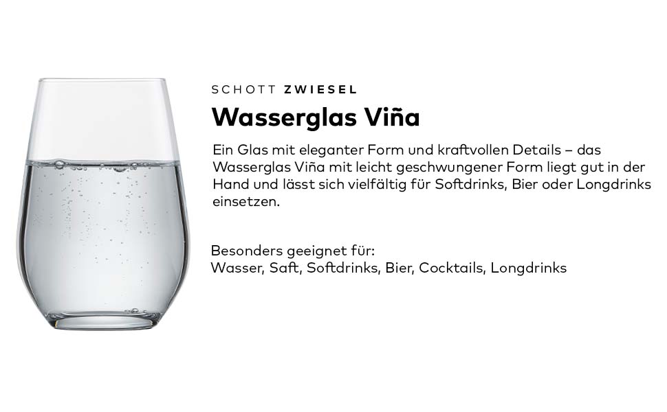 Набір склянок для води SCHOTT ZWIESEL Viña 6 шт, універсальні келихи з кришталю Tritan, для напоїв, можна мити в посудомийці, вироблено в Німеччині