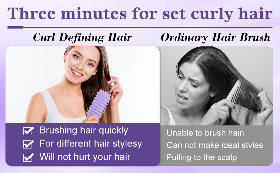 Щітка для локонів Lockenbürste: антистатична стилінг-щітка з вентиляцією для мокрого та сухого волосся, ідеальна для кучерявого волосся та створення об'єму (фіолетова)