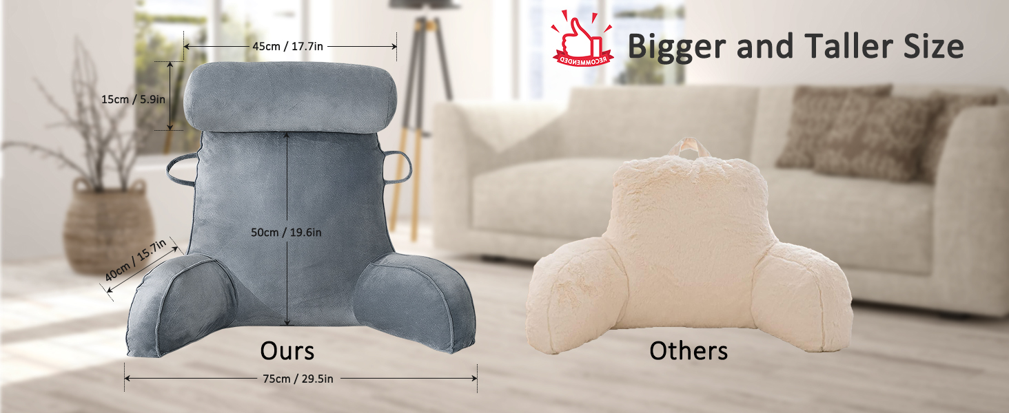 Подушка для читання MINGPINHUIUS XL для ліжка та дивану з знімною подушкою для шиї, ідеальна для дорослих, з піною з пам'яті для комфортного читання, роботи, ігор, перегляду телевізора та відпочинку (Чорний)