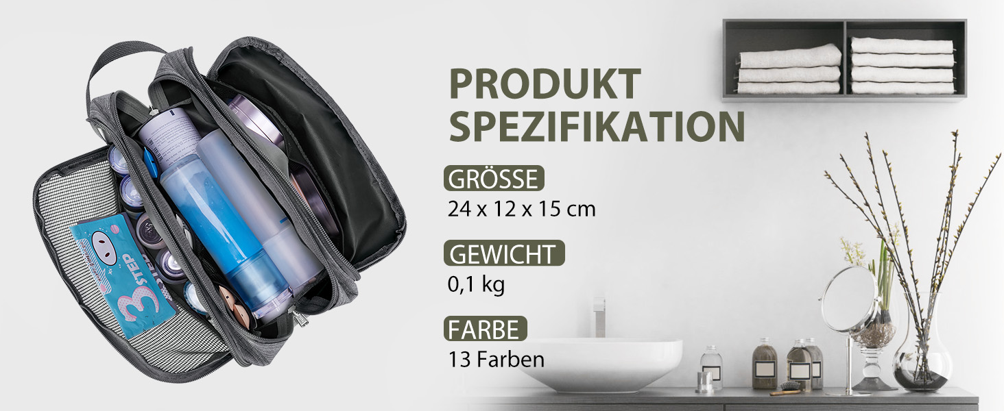 Чоловічий туалетний аксесуар WANDF для подорожей - Косметичка-органайзер для подорожей, Джинсовий сірий