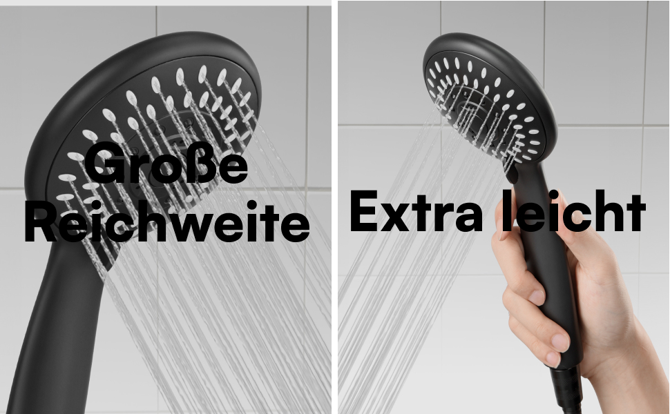 Насадка для душу H&S з високим тиском води - душова лійка з 5 режимами, хром, чорний