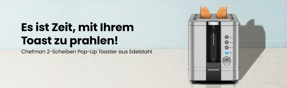 Тостер Chefman з 2-ма відділеннями, 7 ступенів підсмажування, знімний піддон для крихт, для товстого хліба та багелів, функція розморожування та відміни, ідеальний як тостер-гриль (з нержавіючої сталі)