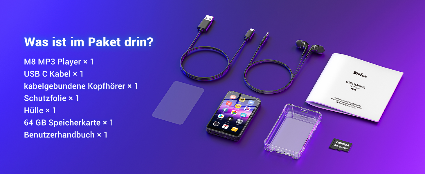 MP3 плеєр 80GB Bluetooth WiFi з Spotify, Hi-Fi Lossless, FM-радіо, E-Book (чорний)