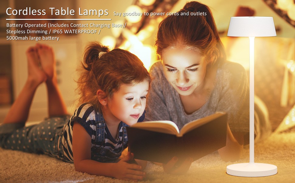 Світлодіодний акумуляторний настільний світильник Klighten з димером, сенсорний, металевий, алюмінієвий, IP54, тепле біле світло 3000K, антрацит