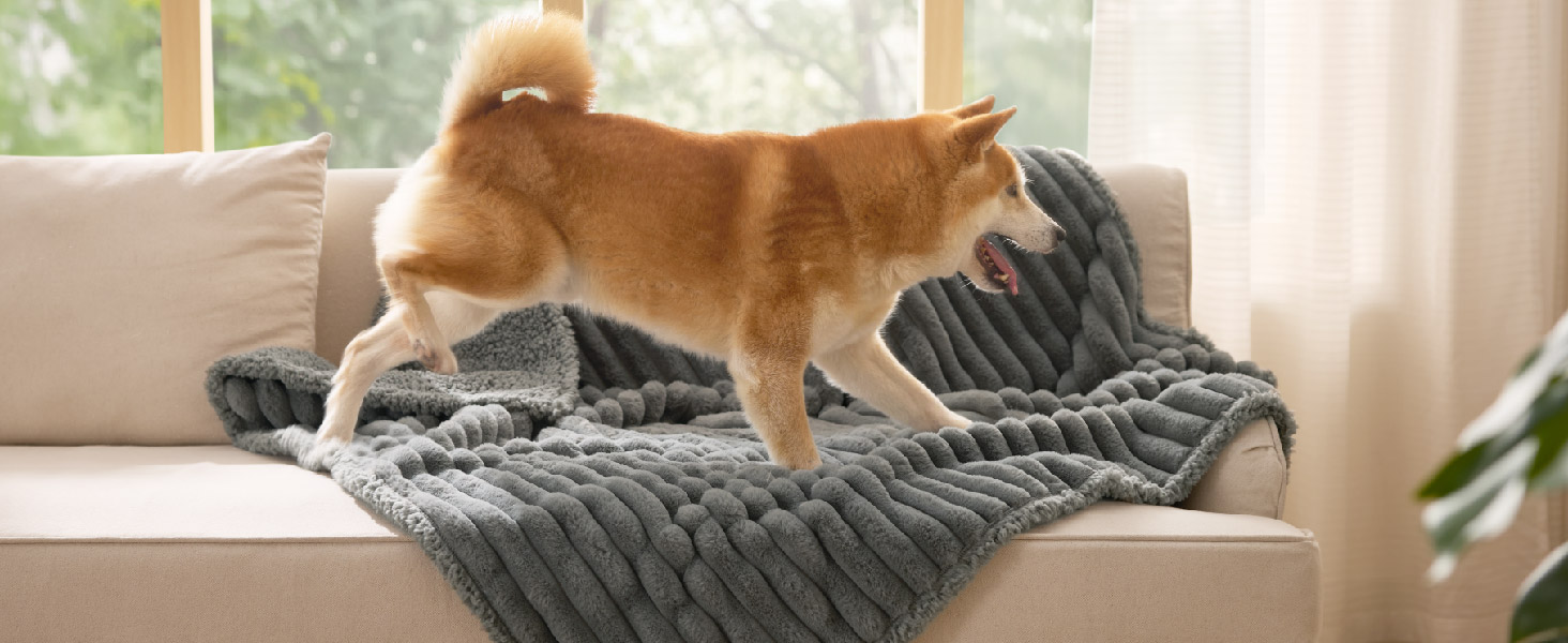 Водонепроникний плед для собак BEDSURE 102x127 см - м'який, теплий, для великих собак, сірий