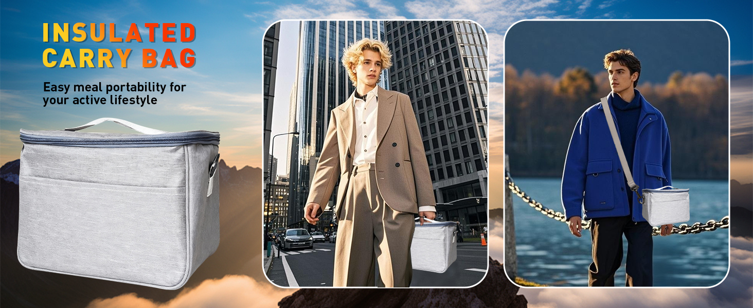 Електрична обідовниця з підігрівом 1.5L, перезаряджувана, портативна, для роботи, сім'ї, кемпінгу, офісу, подорожей, будівельних майданчиків, чорна з червоними акцентами