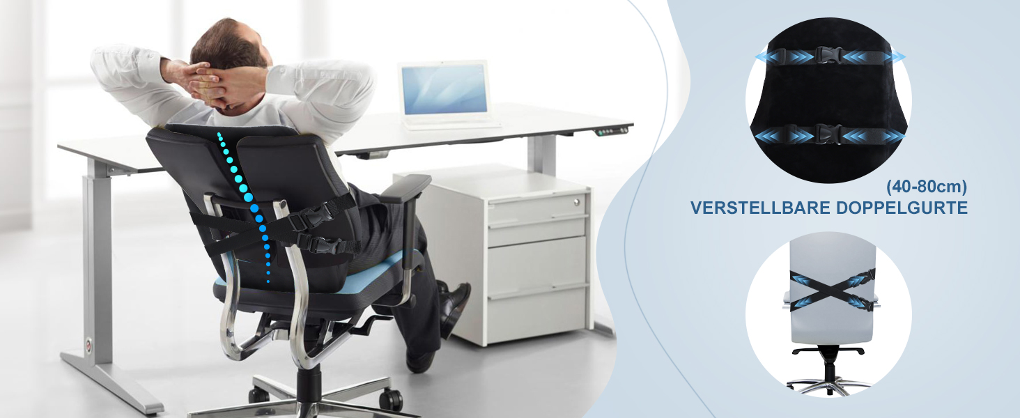 Подушка для спини Feagar Memory Foam - підтримка спини для офісного крісла та дивана | Ортопедична подушка для офісу та дому, чорна