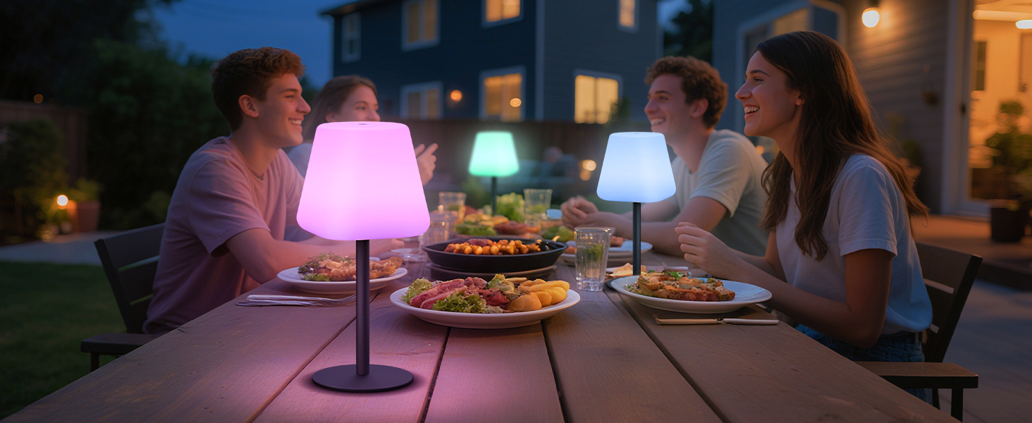 MALUX LED Акумуляторна Настільна Лампа, Бездротова, 8 Кольорів, IP44 Водонепроникна, для Дому, Саду, Готелю, Балкону, Кегль