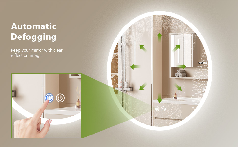 LED дзеркало для ванної кімнати AllRight з підсвічуванням 50см кругле - диммування, 3 кольори світла (3500K-6500K), сенсорне керування, антизапар, для макіяжу та гоління