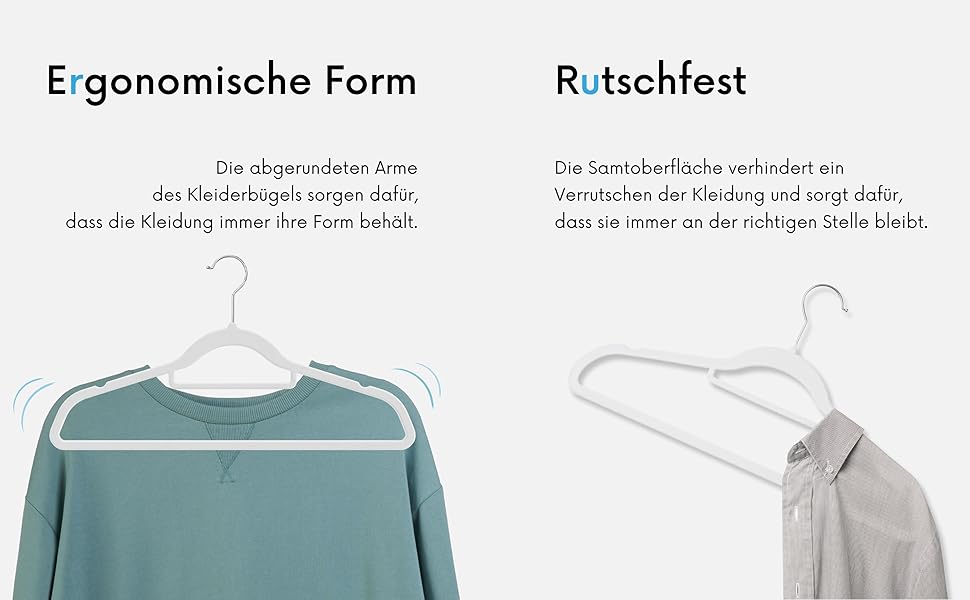 Вішалки для одягу OGIVO - набір 20 шт. з антиковзаючим покриттям, обертаються на 360°, з вирізами для плечей - для сорочок, блузок, краваток