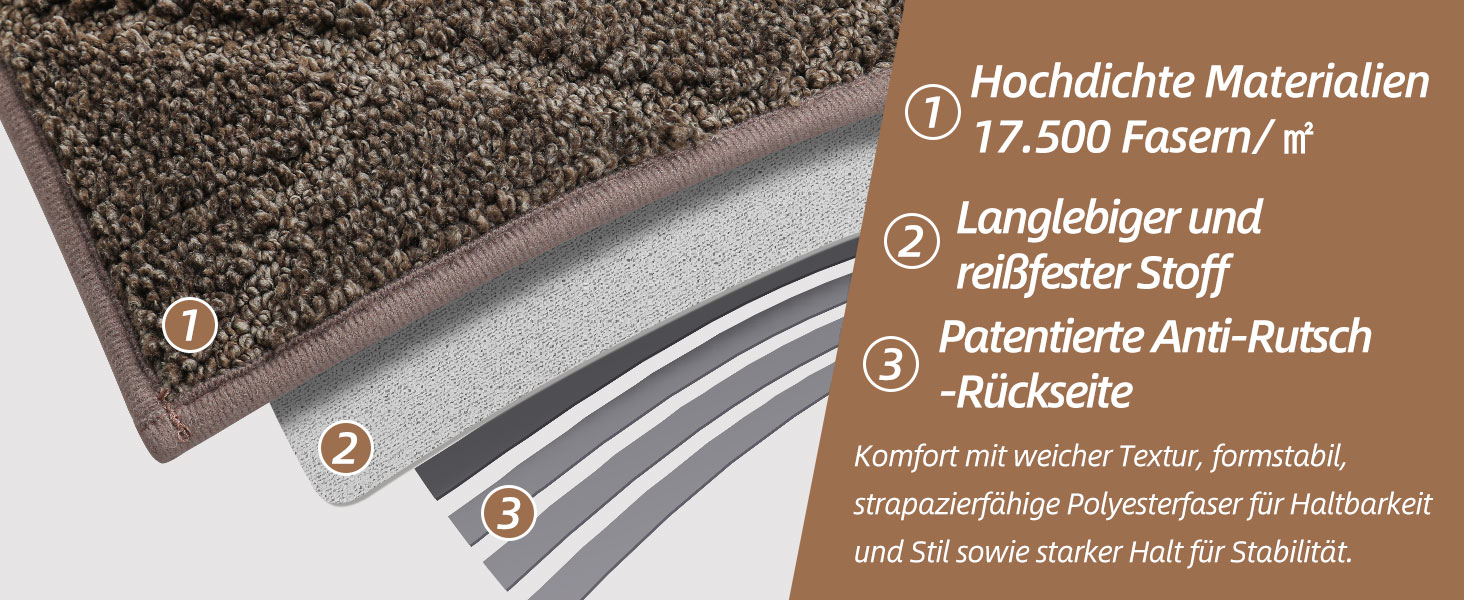 Ковзаючі сходи COSY HOMEER, 15 шт., 70 x 22 см, антиковзкі, самоклеючі, машинне прання, 100% поліестер, TPE-підкладка, для дітей, літніх людей та домашніх тварин, сірий та білий