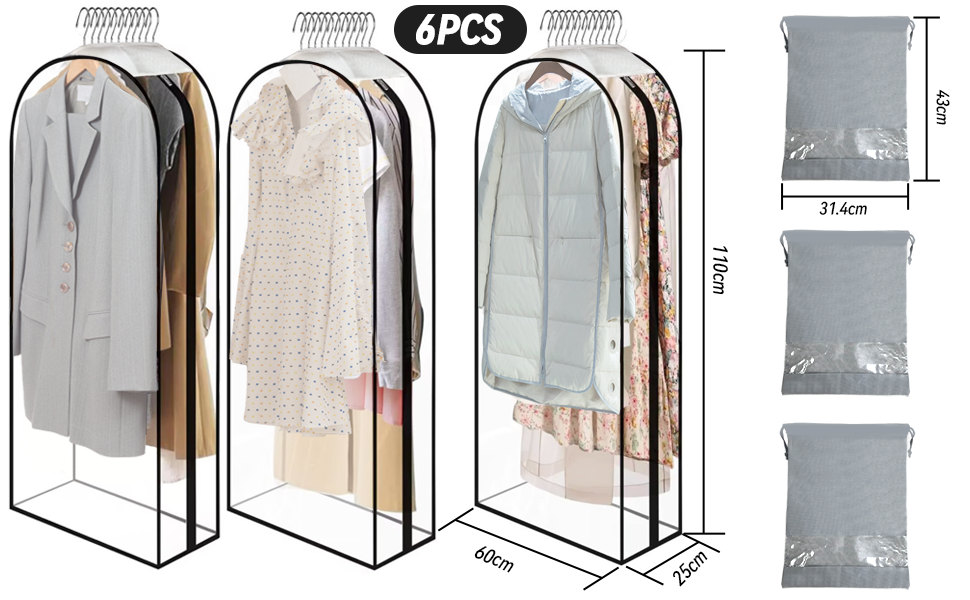 Прозорі мішки для одягу 2 шт. 110x60x25 см - захист та зберігання одягу під час подорожей