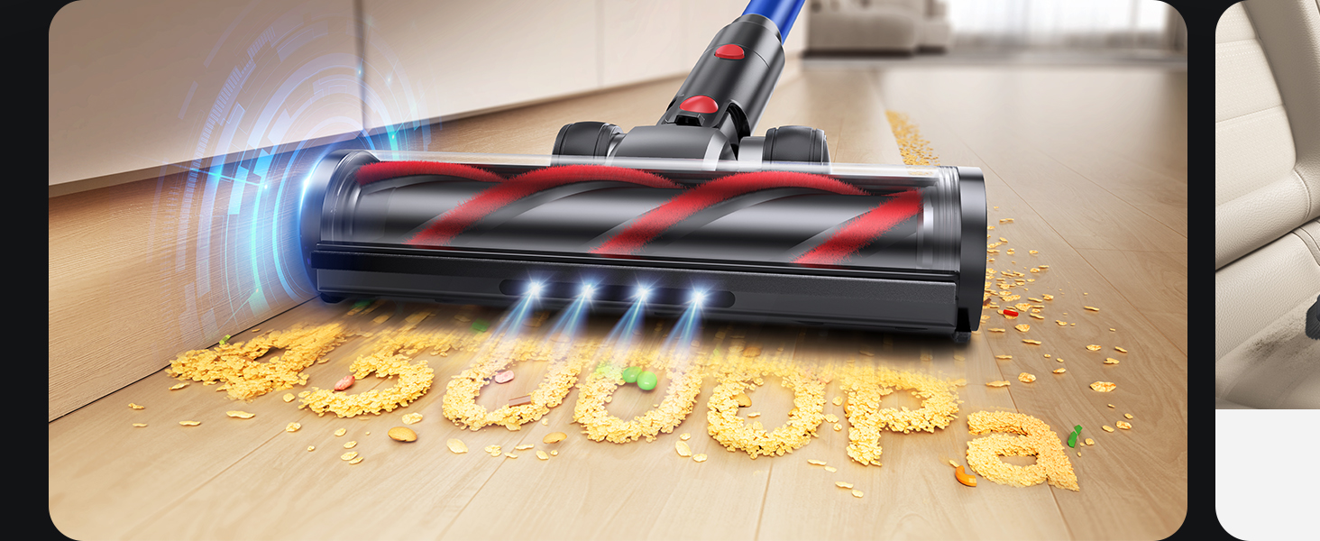 SunSare Бездротовий акумуляторний пилосос 550W/45000Pa/60хв, з базою для зарядки, легкий, тихий, для твердих поверхонь, килимів та шерсті тварин