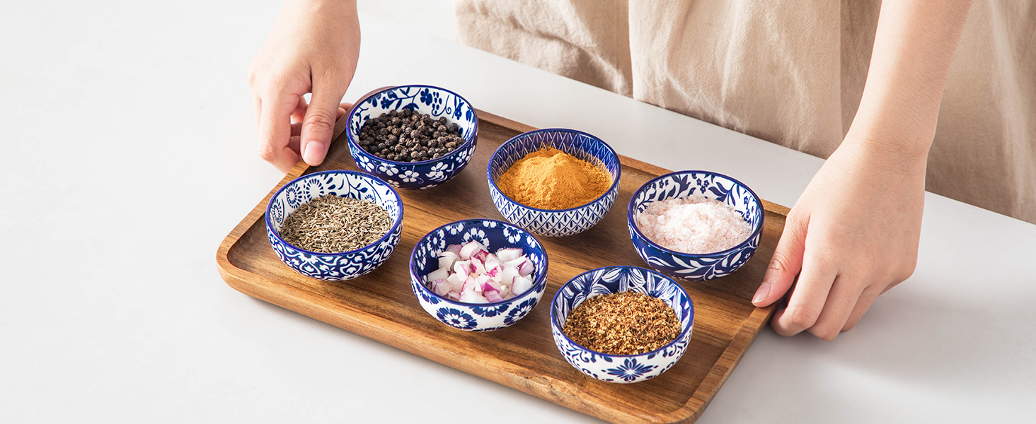 Набір кавових чашок з блюдцями Vancasso Cappuccino SELENE 6шт, 240мл, блакитно-білий вінтаж, порцеляна