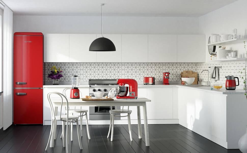 Кухонні ваги ETA Storio: аналогові, ретро-дизайн, металева чаша 2л, до 5кг, червоний колір