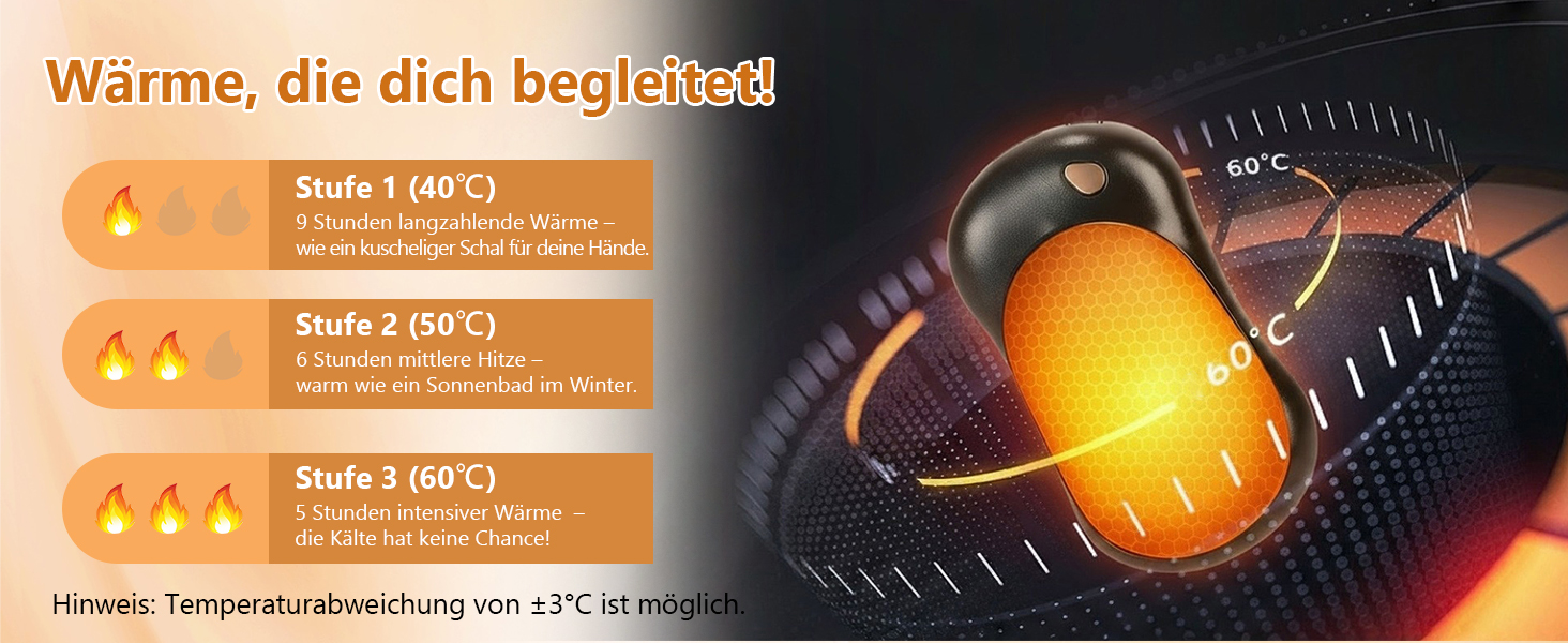 OKYUK Електричні грілки для рук 2 шт. з магнітним кріпленням, 5000 мАг, Powerbank, 3 режими, для кемпінгу та подарунків, чорний